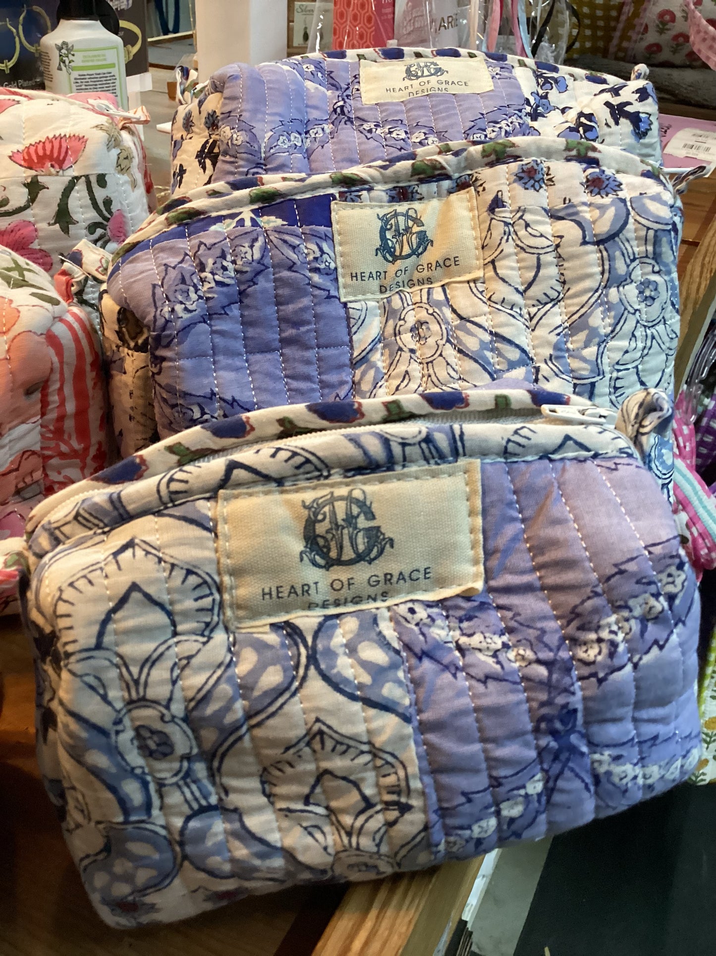 Quilted Cosmetic Bag Set of 3; by Heart of Grace