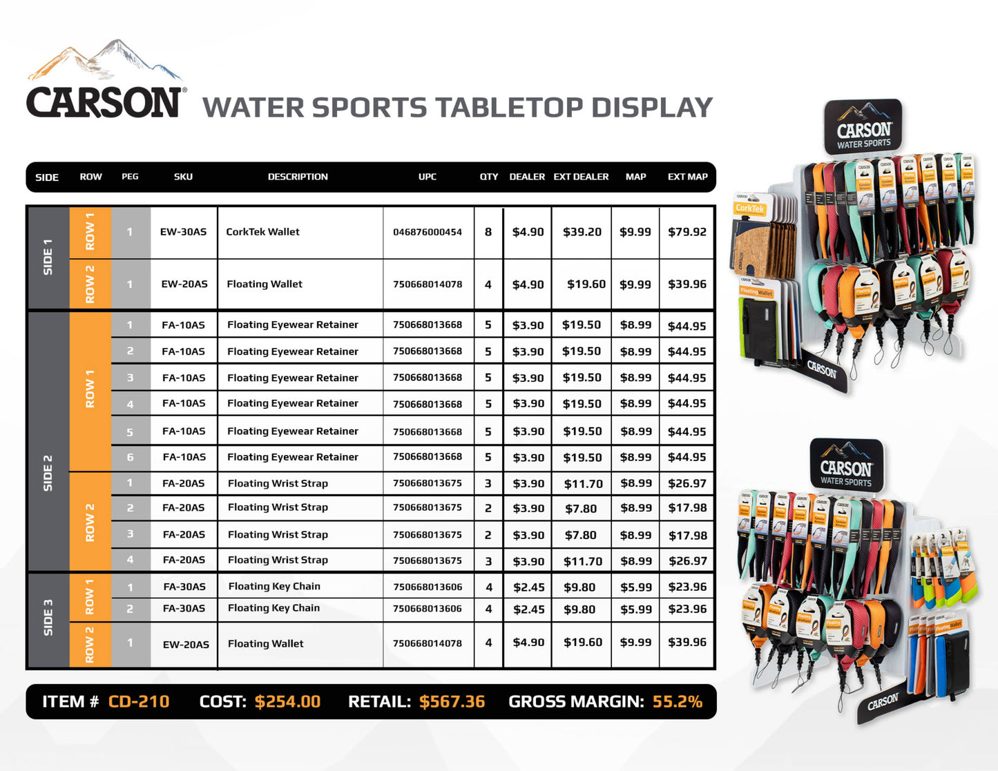Carson - Water Sports Countertop Display (64 Assorted Pcs)