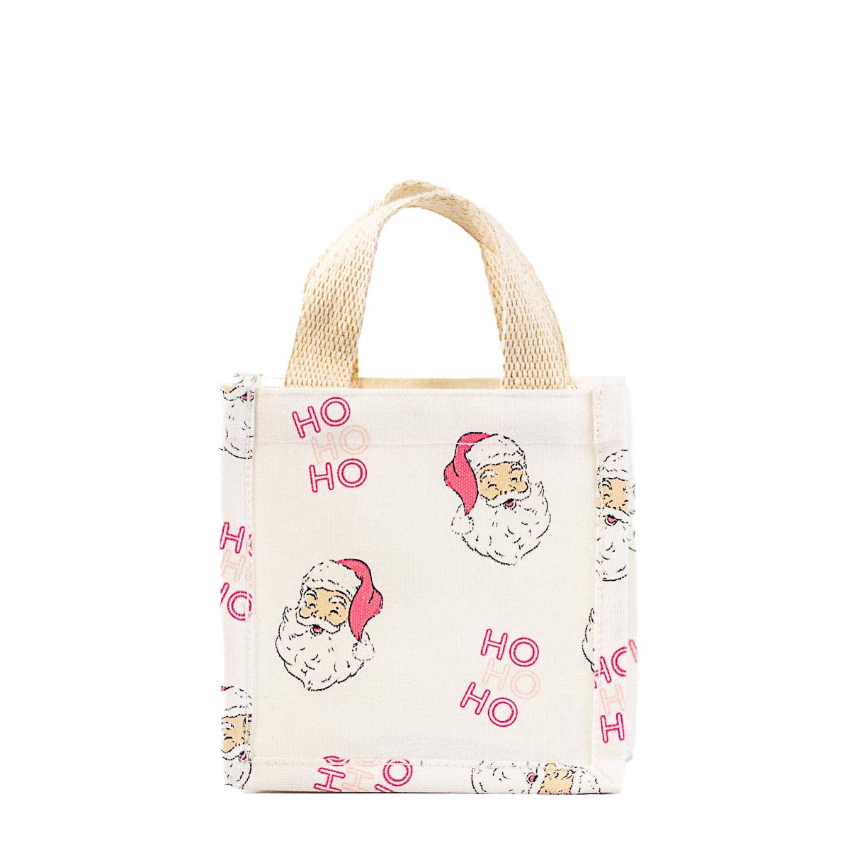 HoHoHo Santa Mini Gift Tote White/Pink 6x6x4