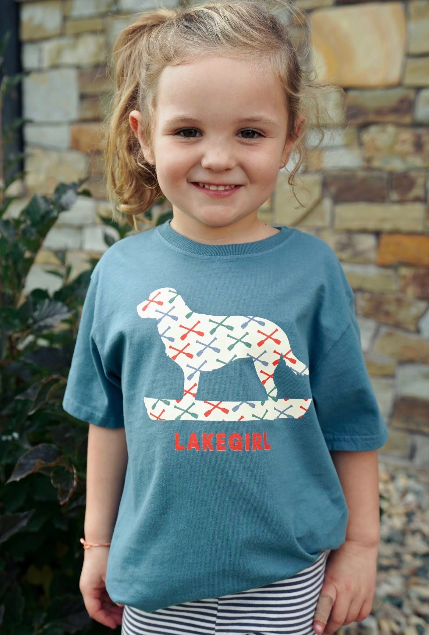 Lake Girl Youth Dog and Canoe Tee