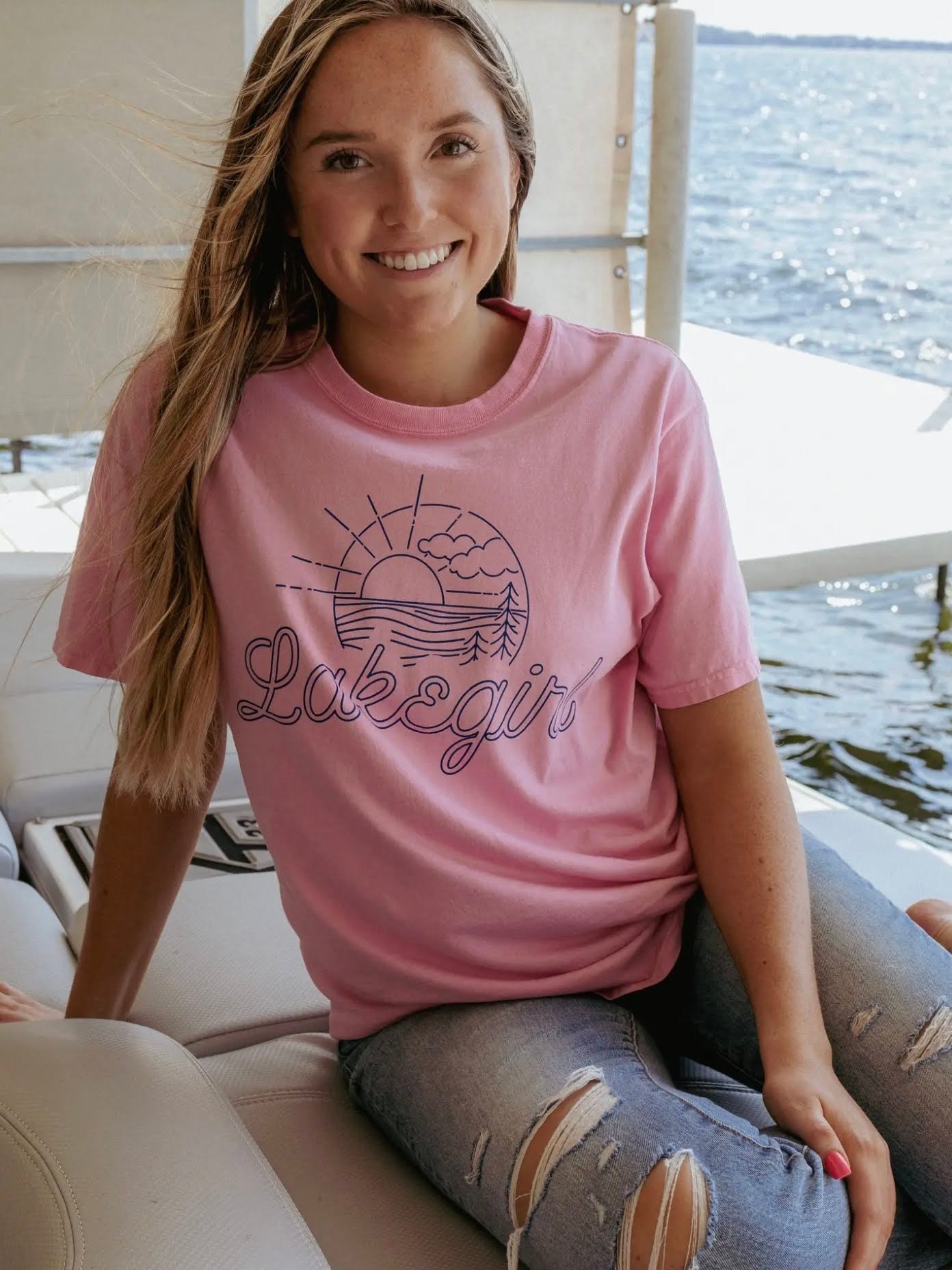 Lake Girl Sunset Waves Tee