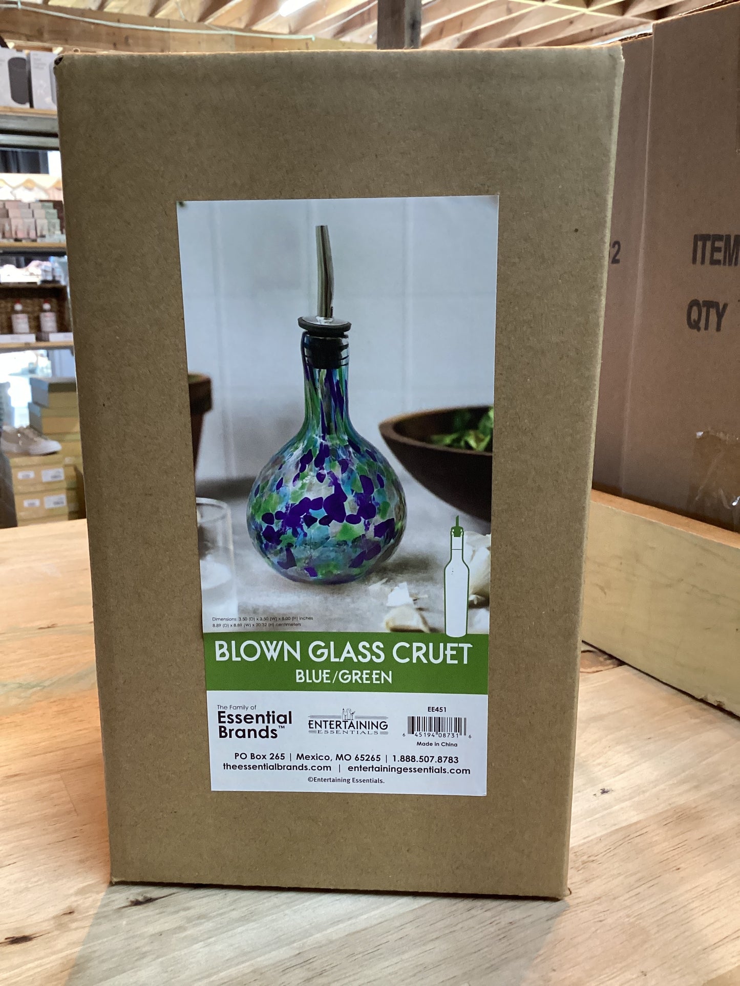 Blown Glass Cruet (Blue/Green)