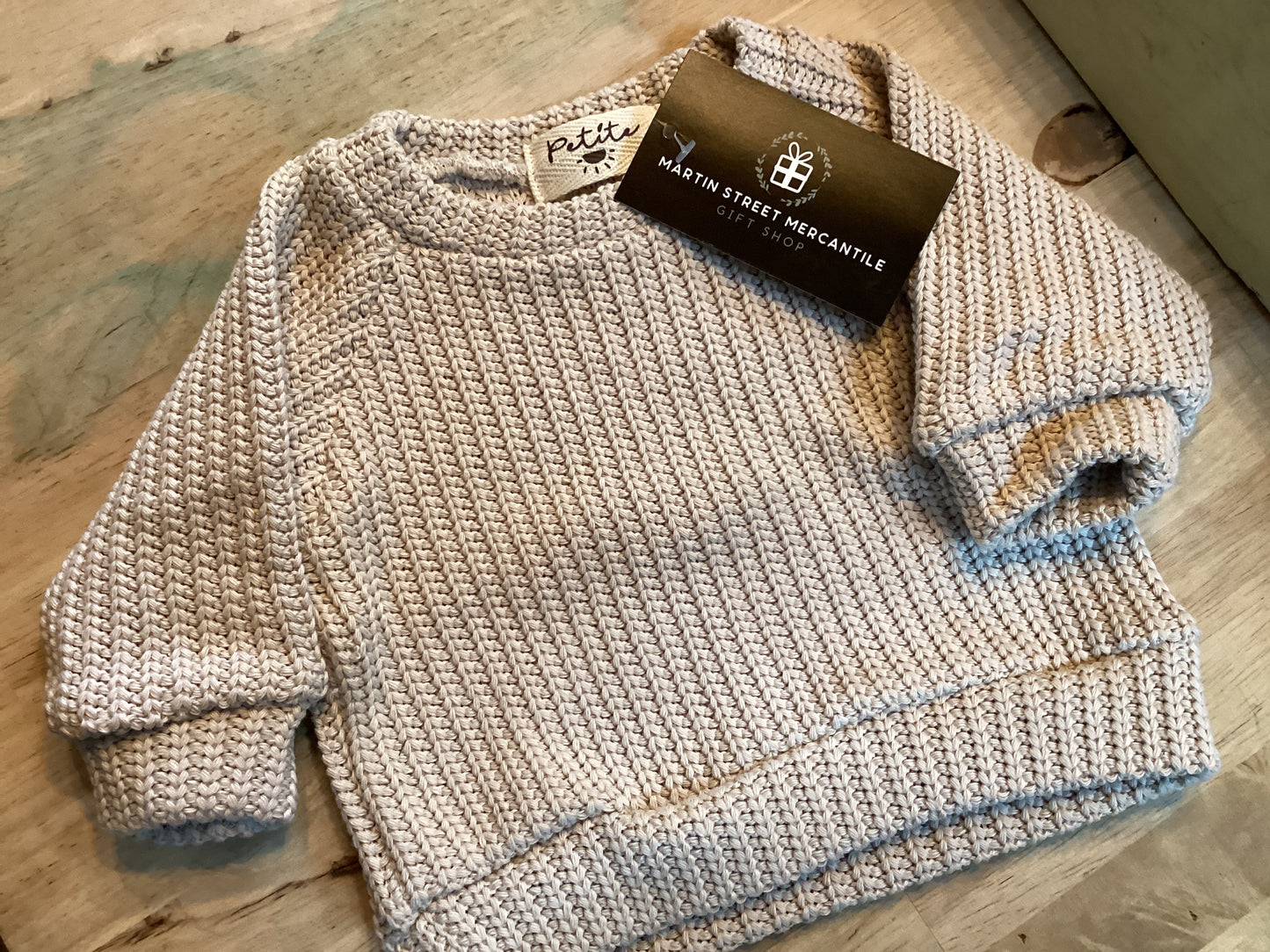 Petite Evelina/knit cotton sweater/almond