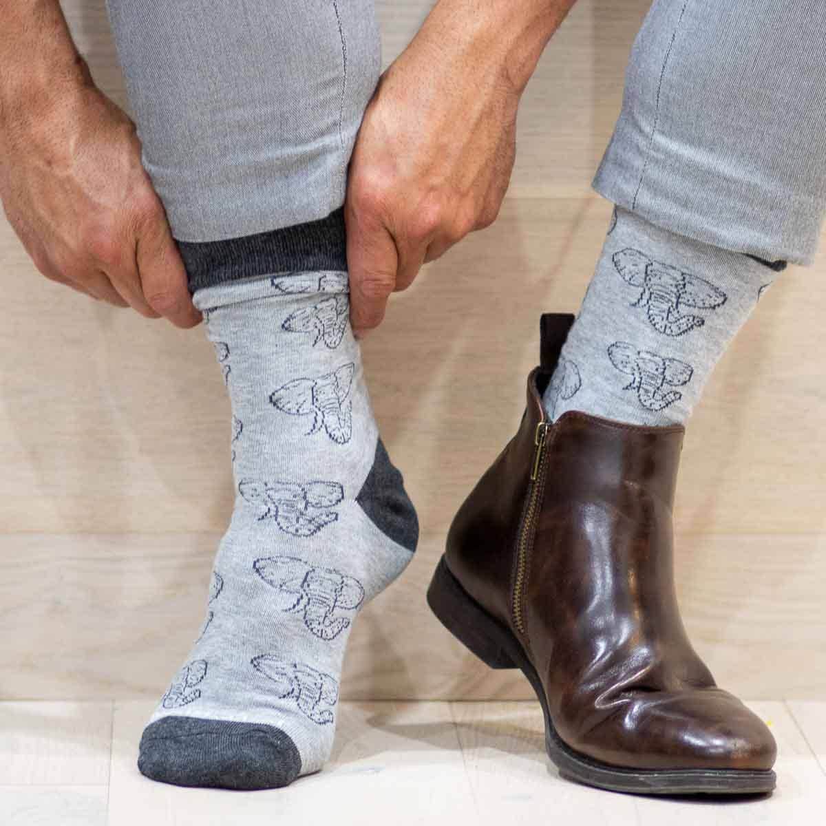 The Royal Standard - Men's Elephant Face Socks Gray/Charcoal One Size