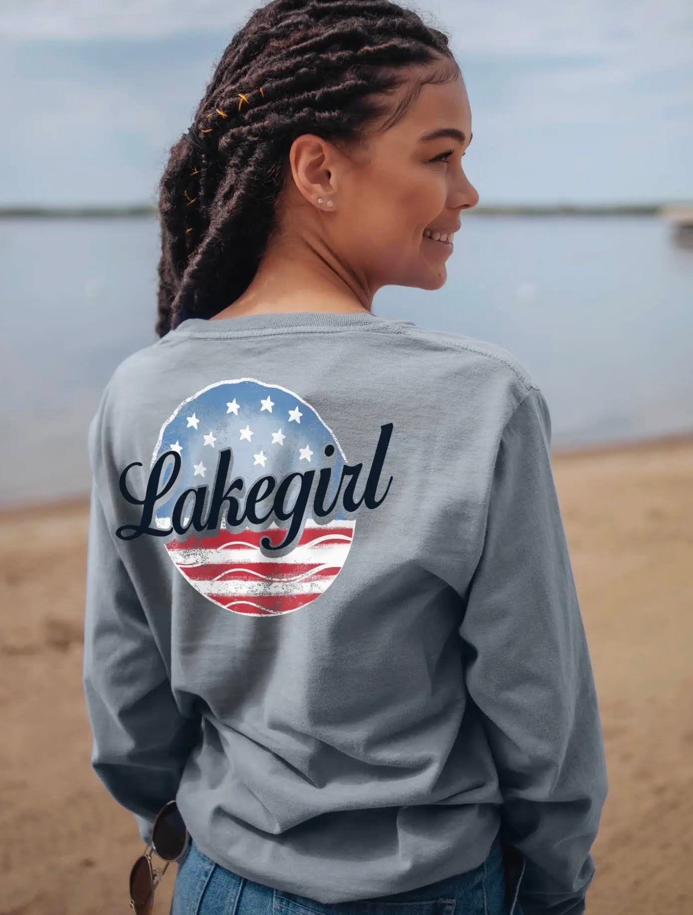 Lake Girl Flag Waves Long Sleeve