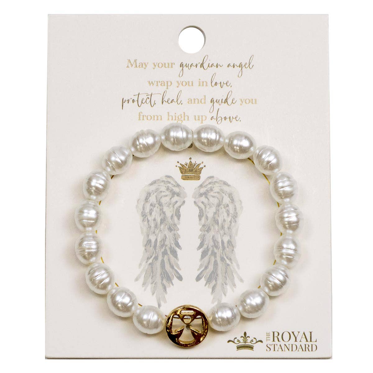 The Royal Standard - Guardian Angel Bracelet White/Gold 7"