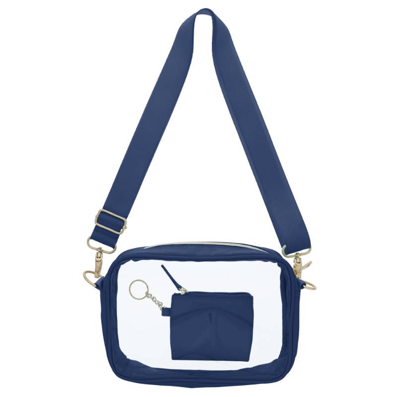 Jane Marie - Game Day Navy Clear Crossbody + Keychain Wallet