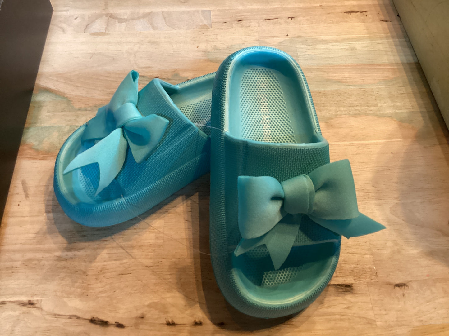 JM kids teal bow tie sandal