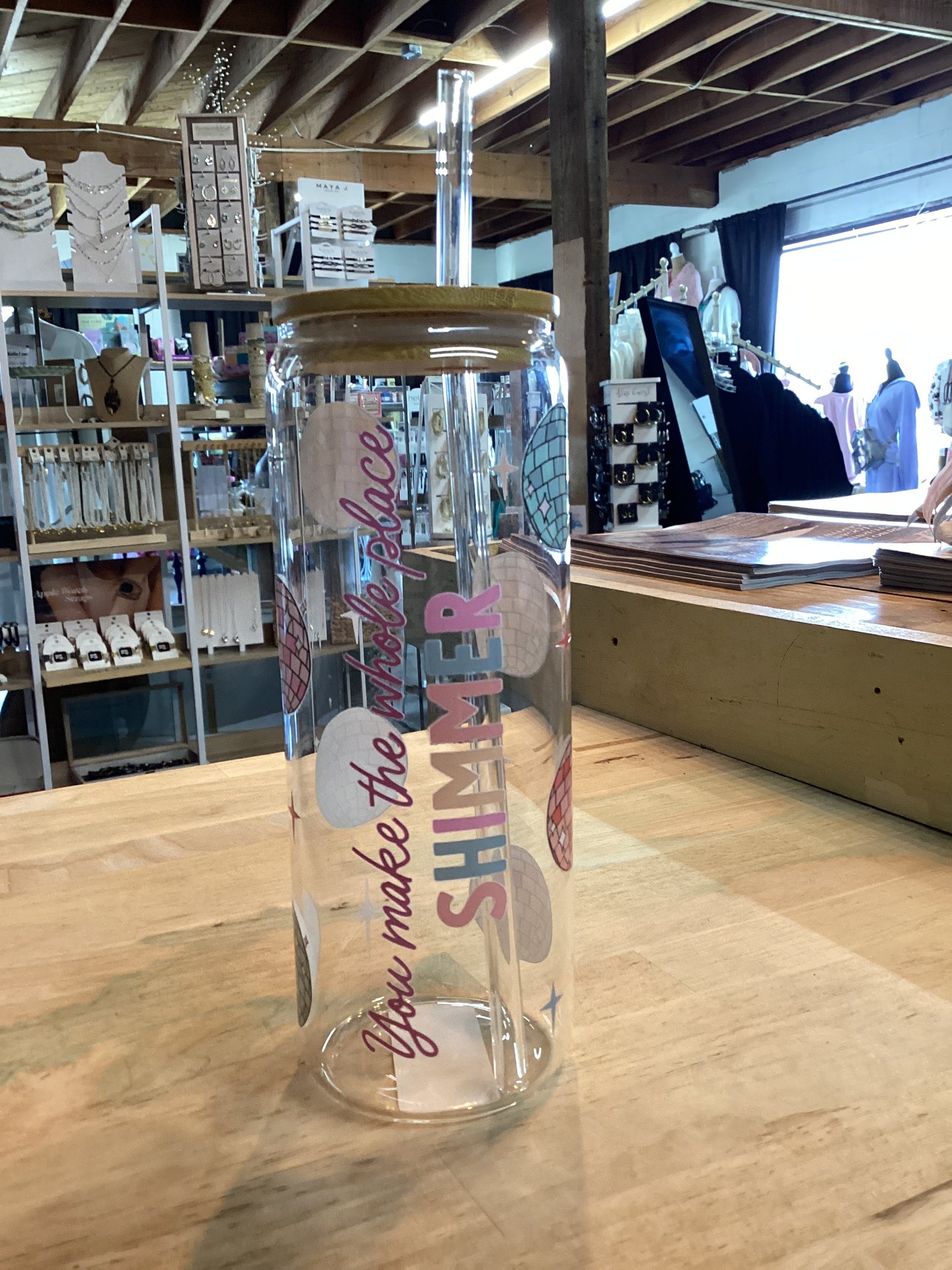 Clairmont & Co 24oz cold brew glass- you make the whole place shimmer