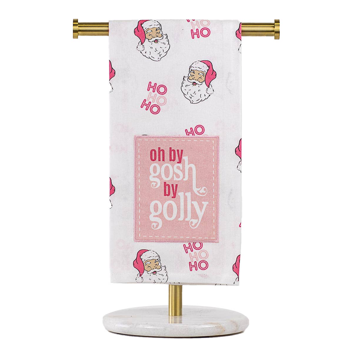 By Golly Santa Hand Towel White/Pink 20x28