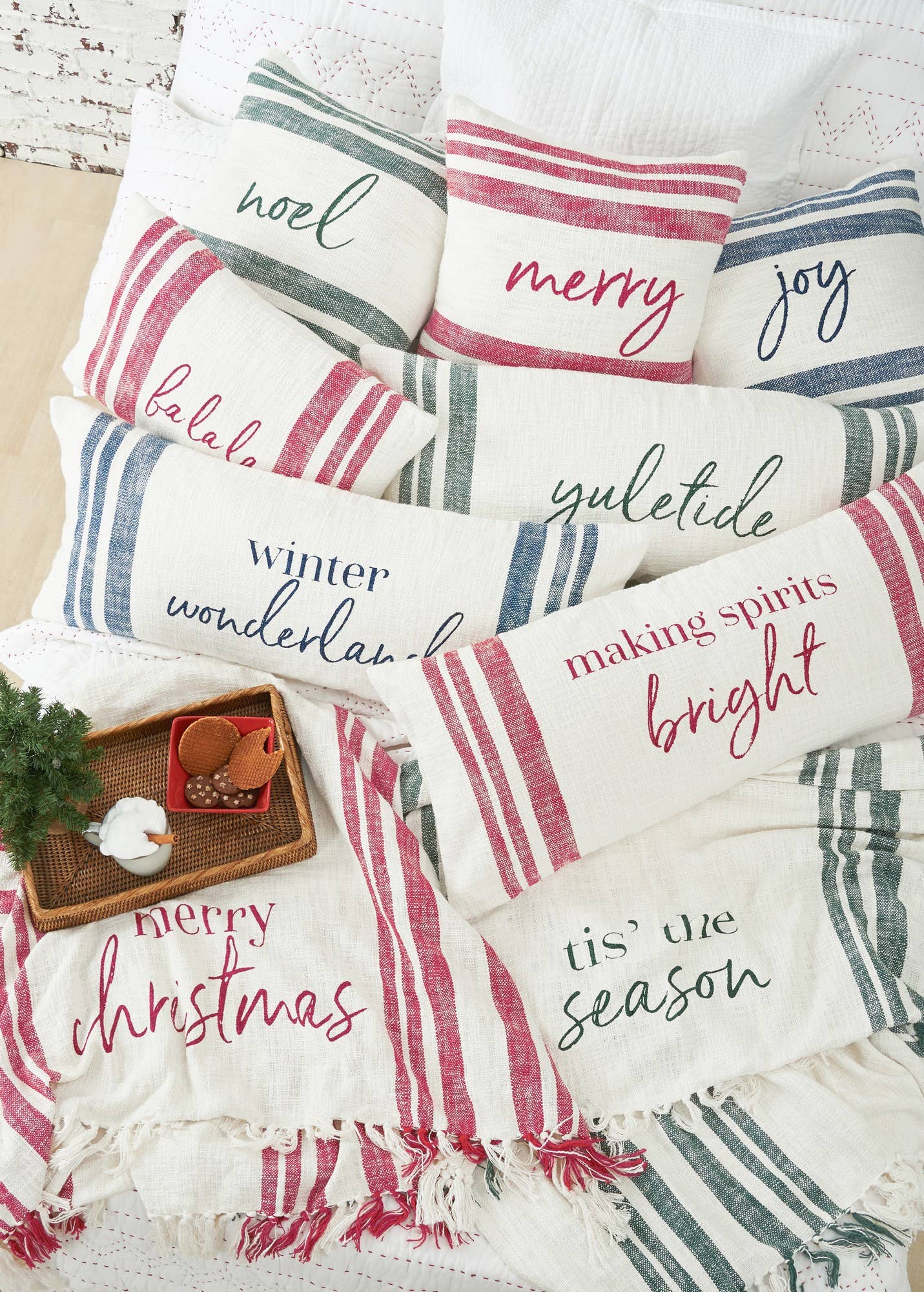 carol & frank - Christmas Morgan Merry Red Throw Pillow