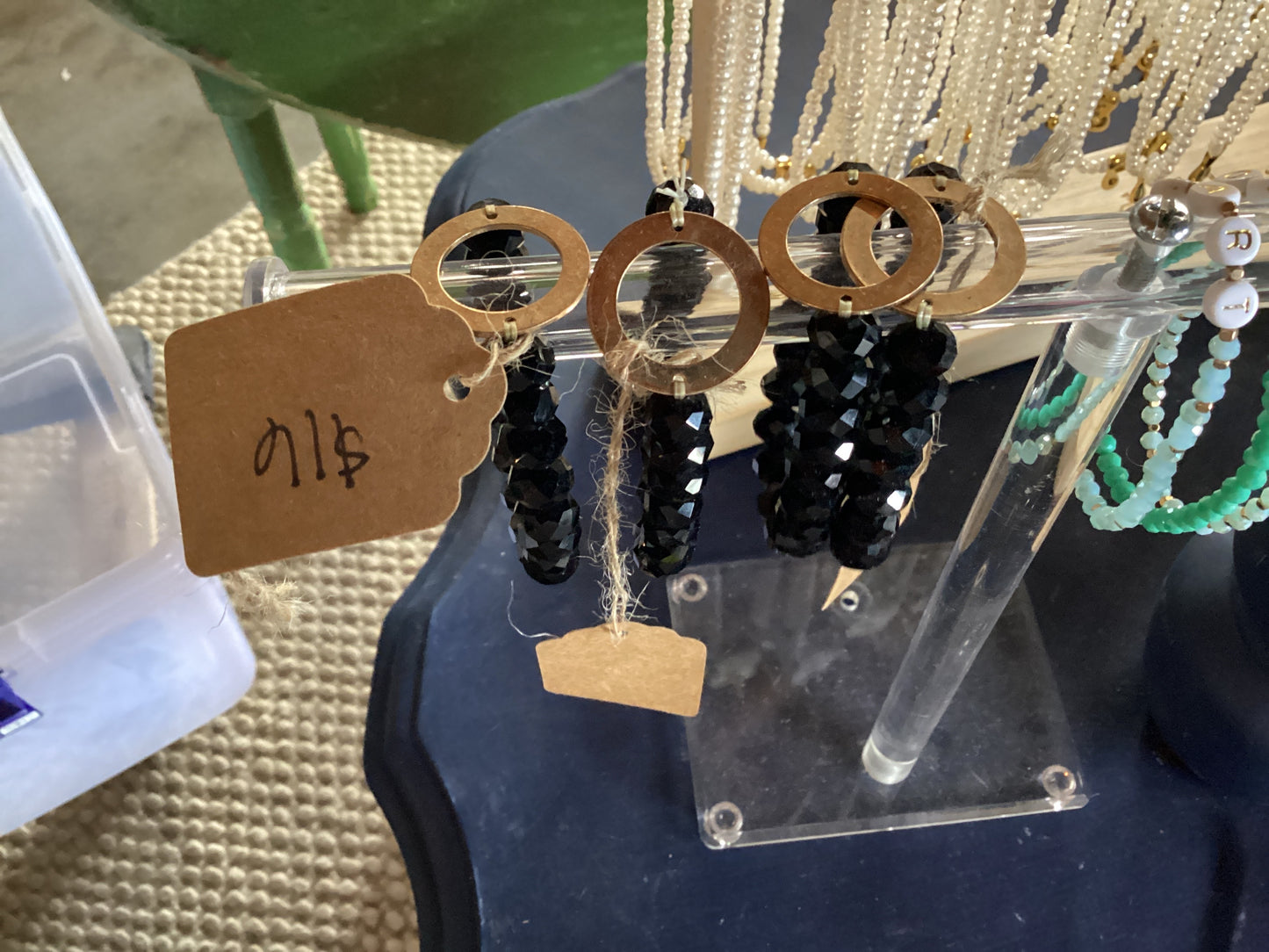Black bracelet with gold circle