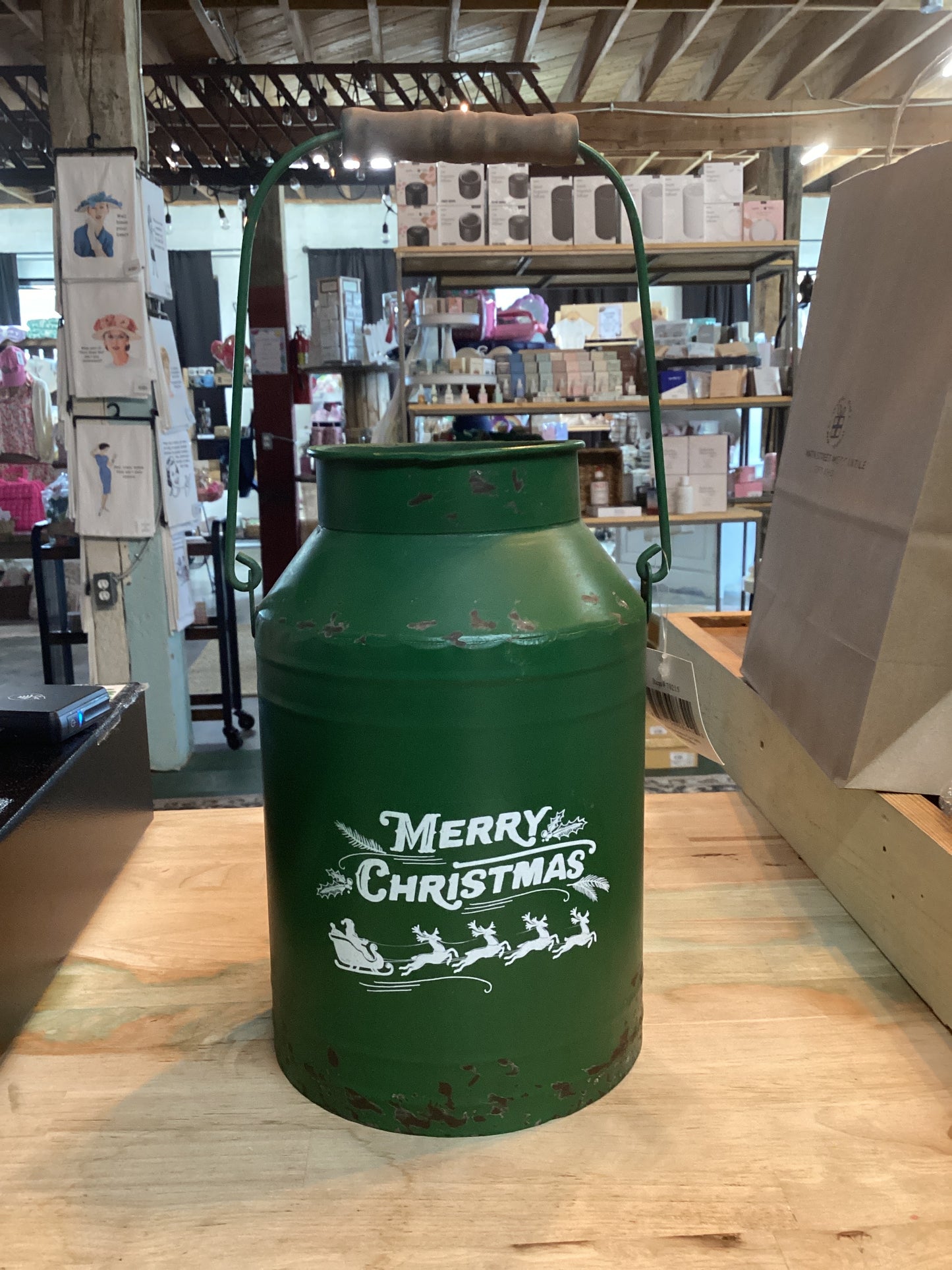 Distressed Green Metal Can