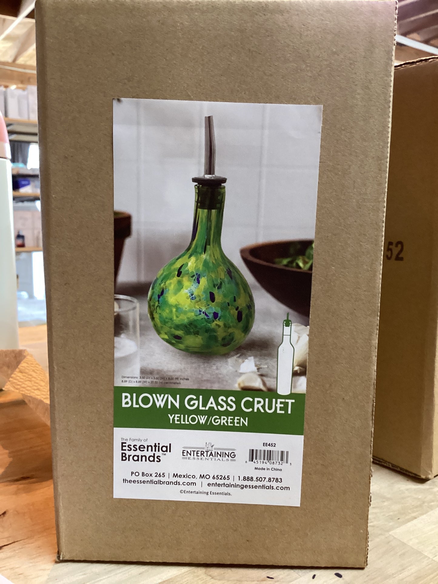Blown Glass Cruet (Yellow/Green)