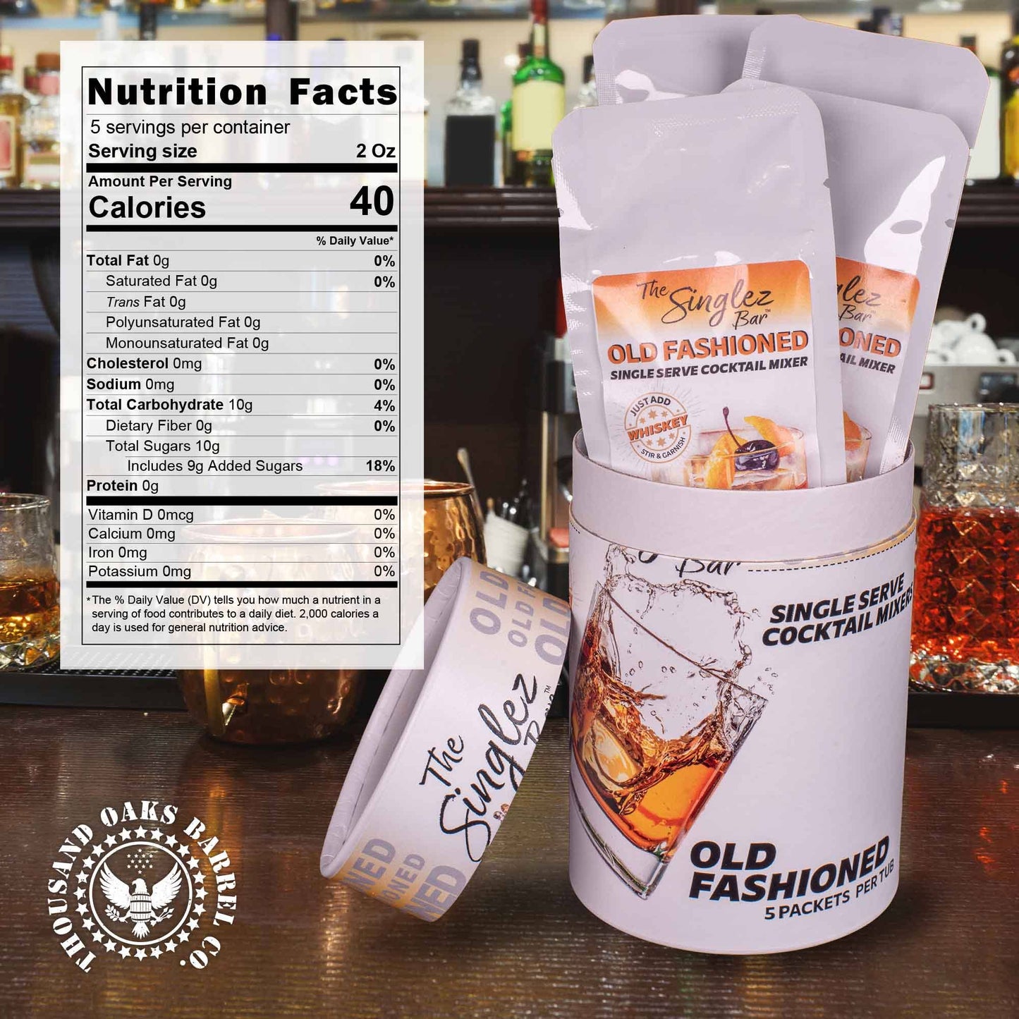 ThousandOaksBarrelCo. - Singlez Bar Old Fashioned- 5-Pack Single Serve Mixers
