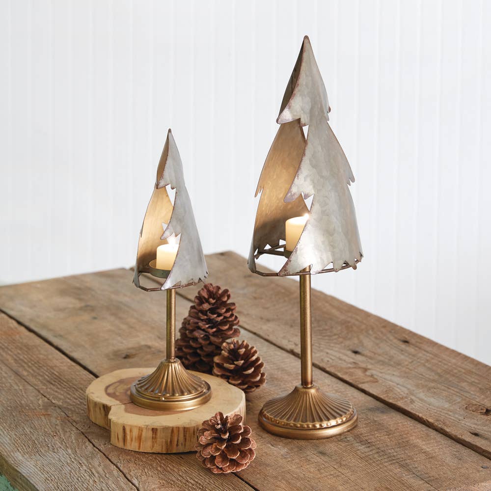 CTW Home Collection - Set of Two Galvanized Tree Tealight Holders