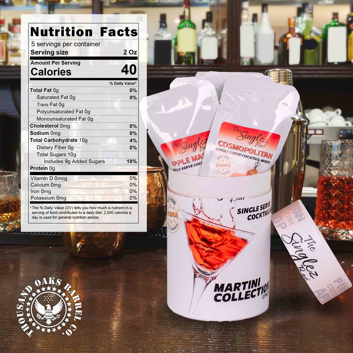 ThousandOaksBarrelCo. - Singlez Bar Martini Collection- 5-Pack Single Serve Mixers