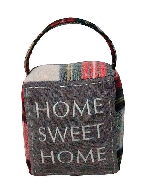 Red/grey Plaid Home Sweet Home Doorstop