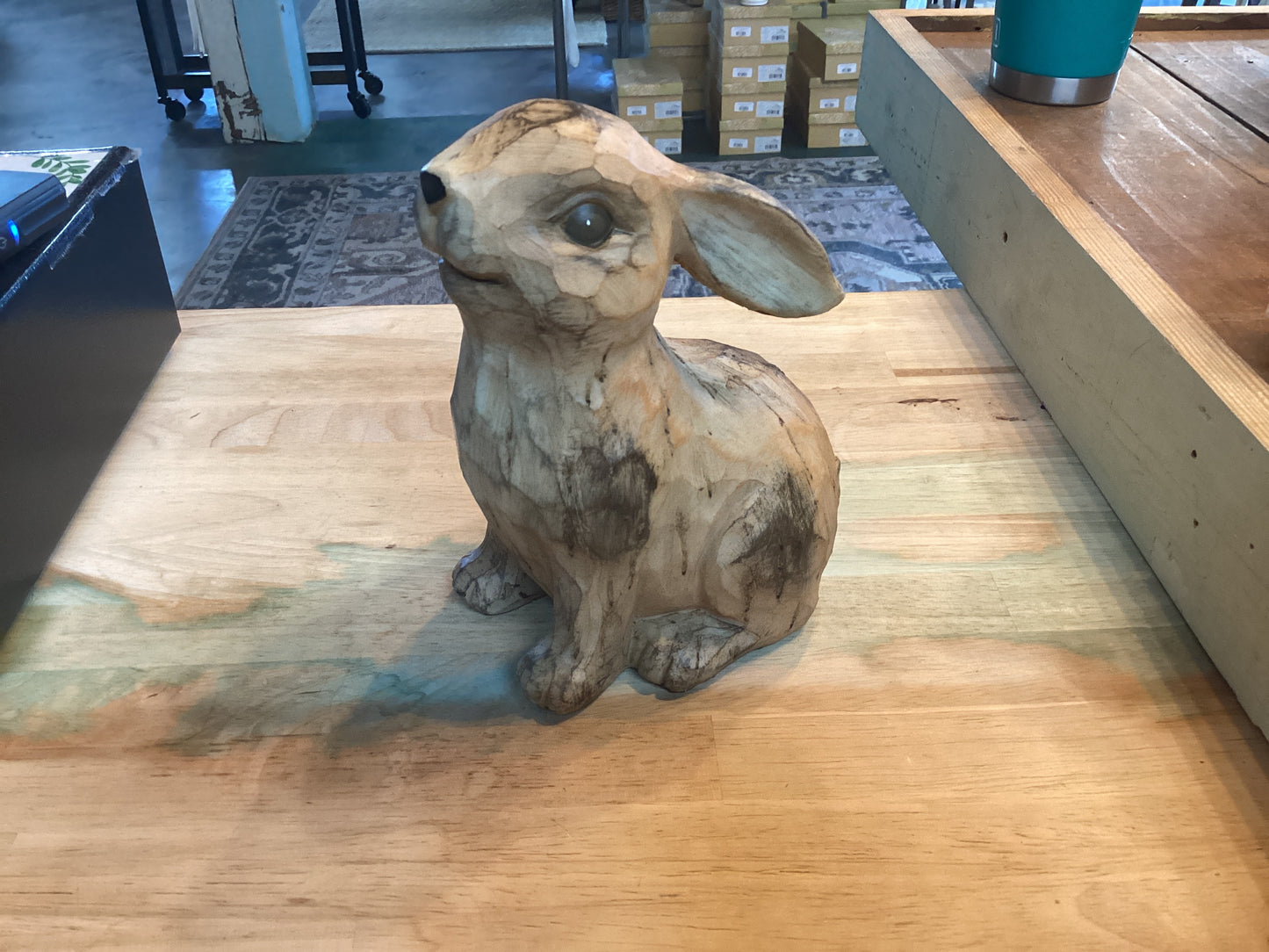 Carved Look Resin Bunny Sitter