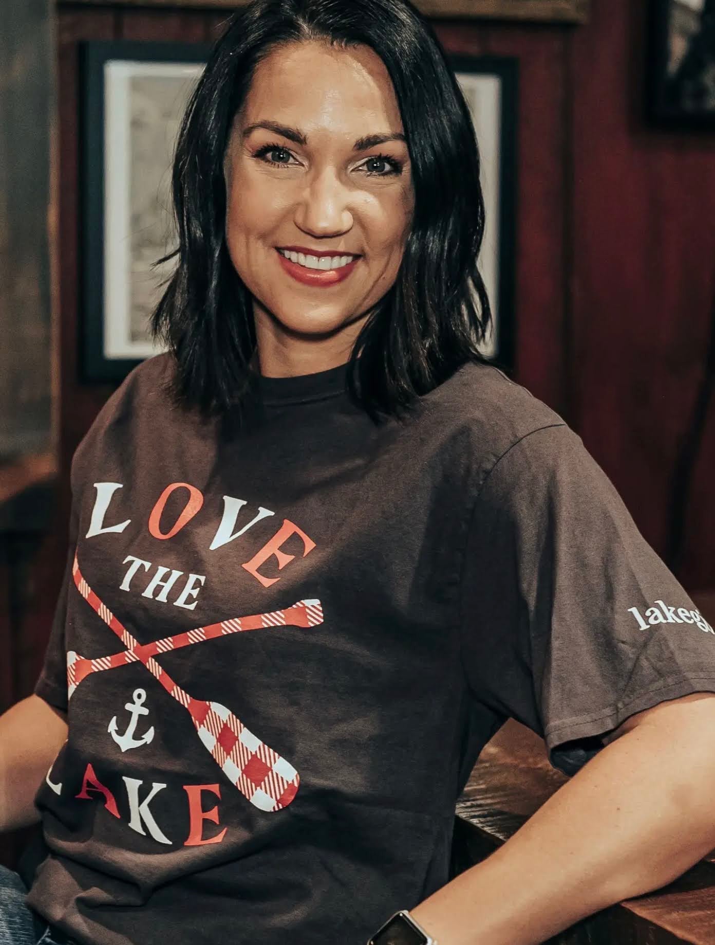 Lakegirl Tee Love the Lake Plaid Paddles in Coal