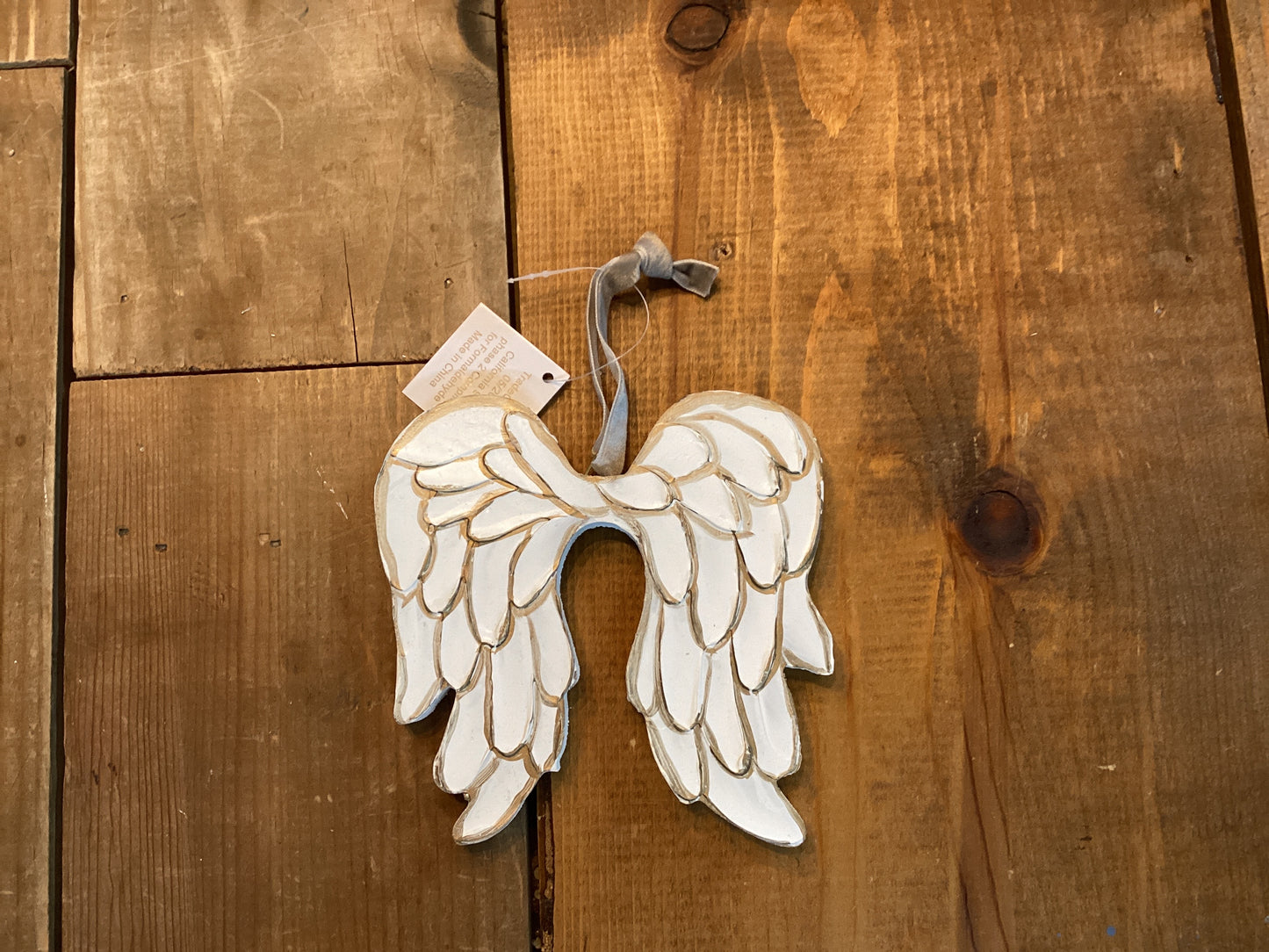 Wooden angel wings ornament