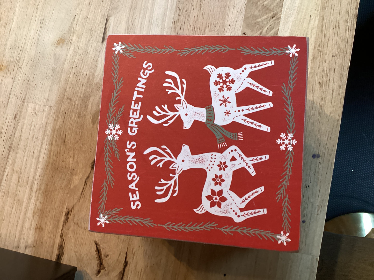SEASONS GREETINGS BLOCK WOOD