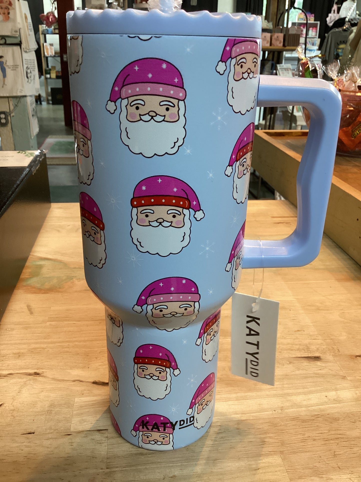 KATYDID BLUE SANTA TUMBLER