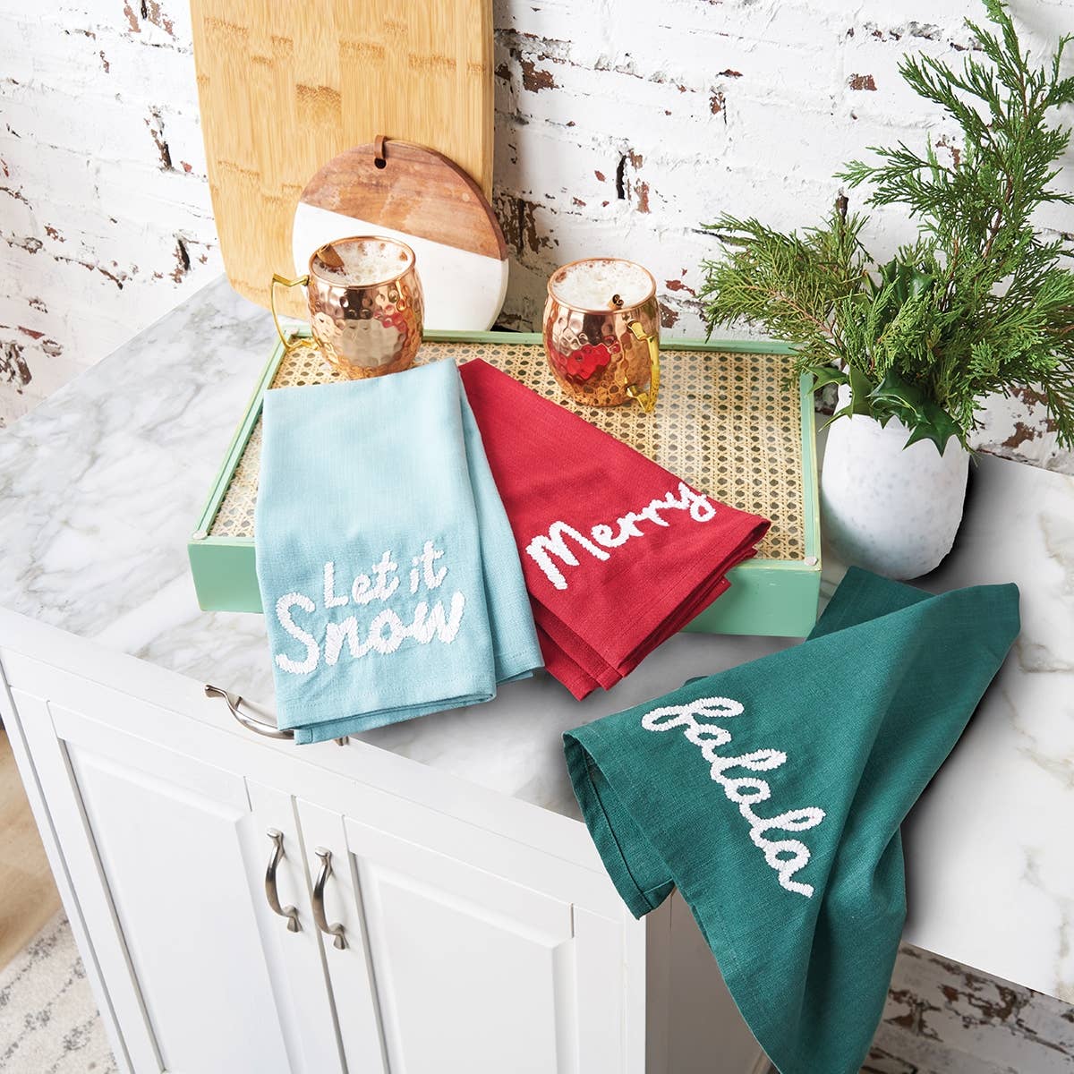 carol & frank - Christmas Merry Red Kitchen Towel