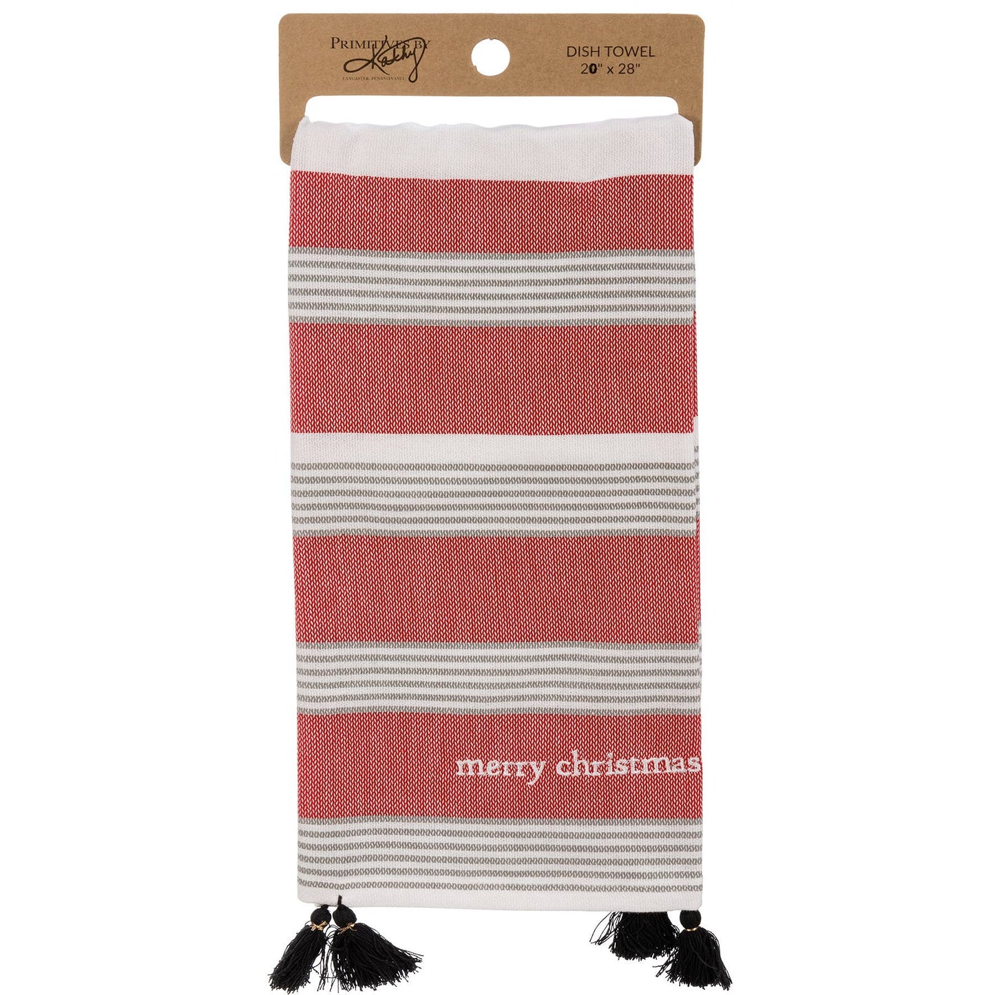 Primitives by Kathy - Merry Christmas Striped Kitchen Towel