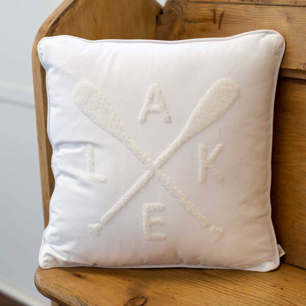 The Royal Standard - Lake Embroidered Pillow   Soft White   16x16