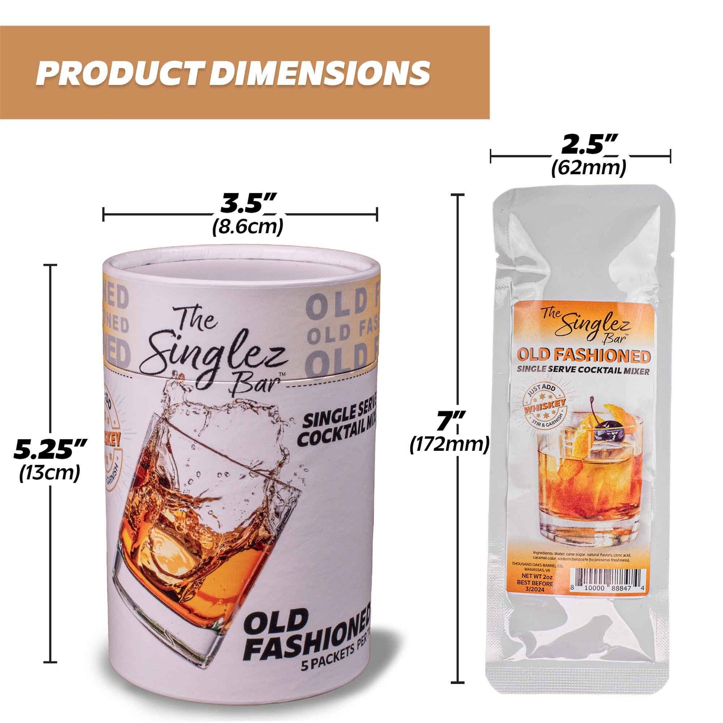 ThousandOaksBarrelCo. - Singlez Bar Old Fashioned- 5-Pack Single Serve Mixers