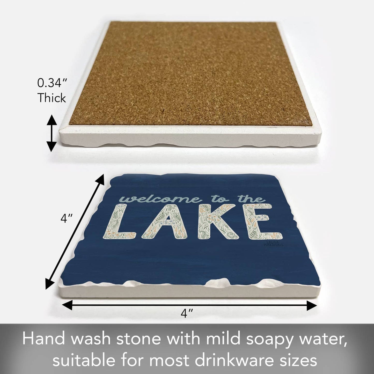 CounterArt/Highland Home/Thirstystone - "Lakeside Welcome" Single Tumbled Tile Coaster