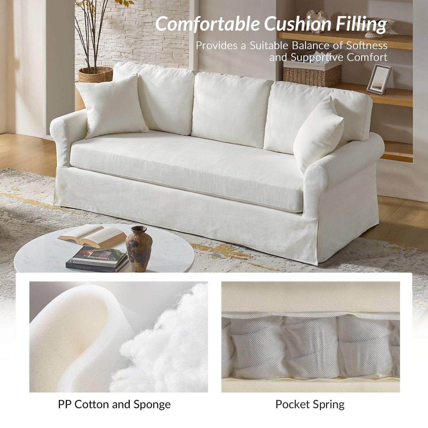 Karat Home - Enrico Slipcovered Sofa