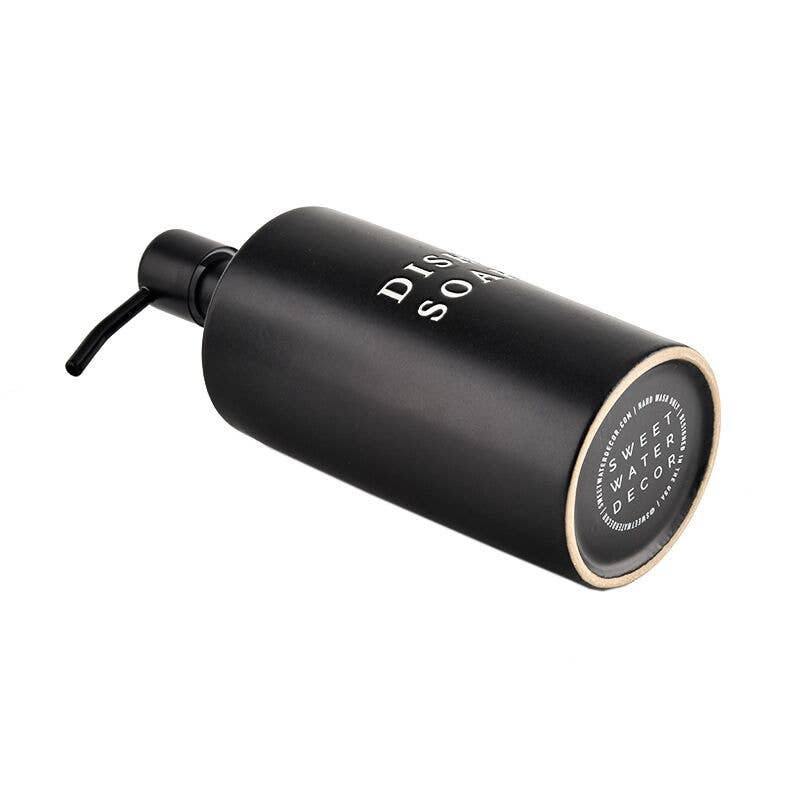 Sweet Water Decor - 15oz Black Stoneware Dish Soap Dispenser- Home Decor & Gifts