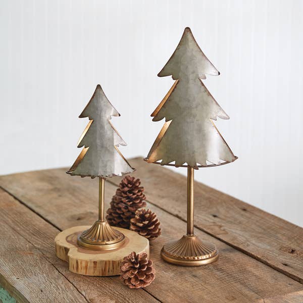 CTW Home Collection - Set of Two Galvanized Tree Tealight Holders