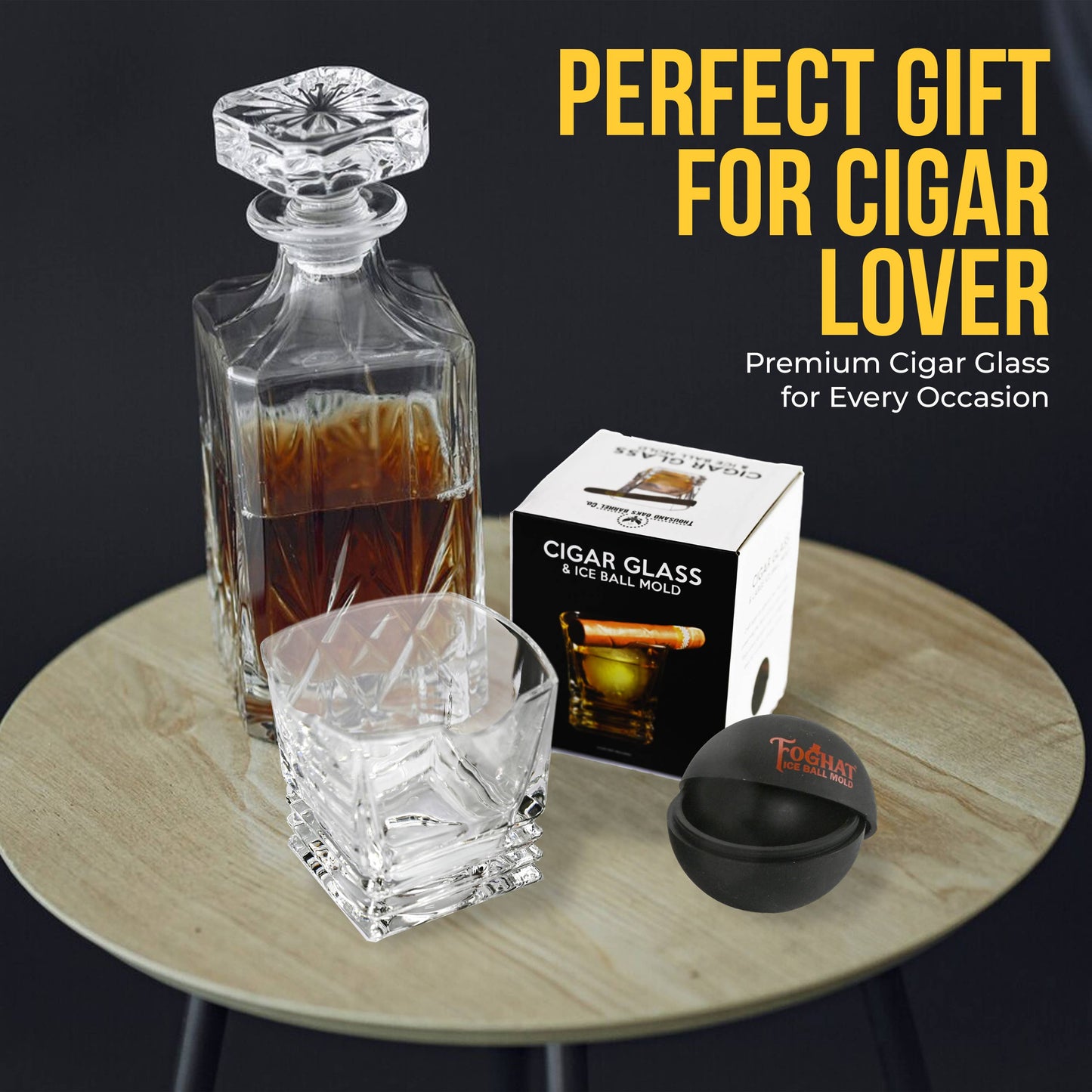 ThousandOaksBarrelCo. - Cigar Glass with Ice Ball Mold