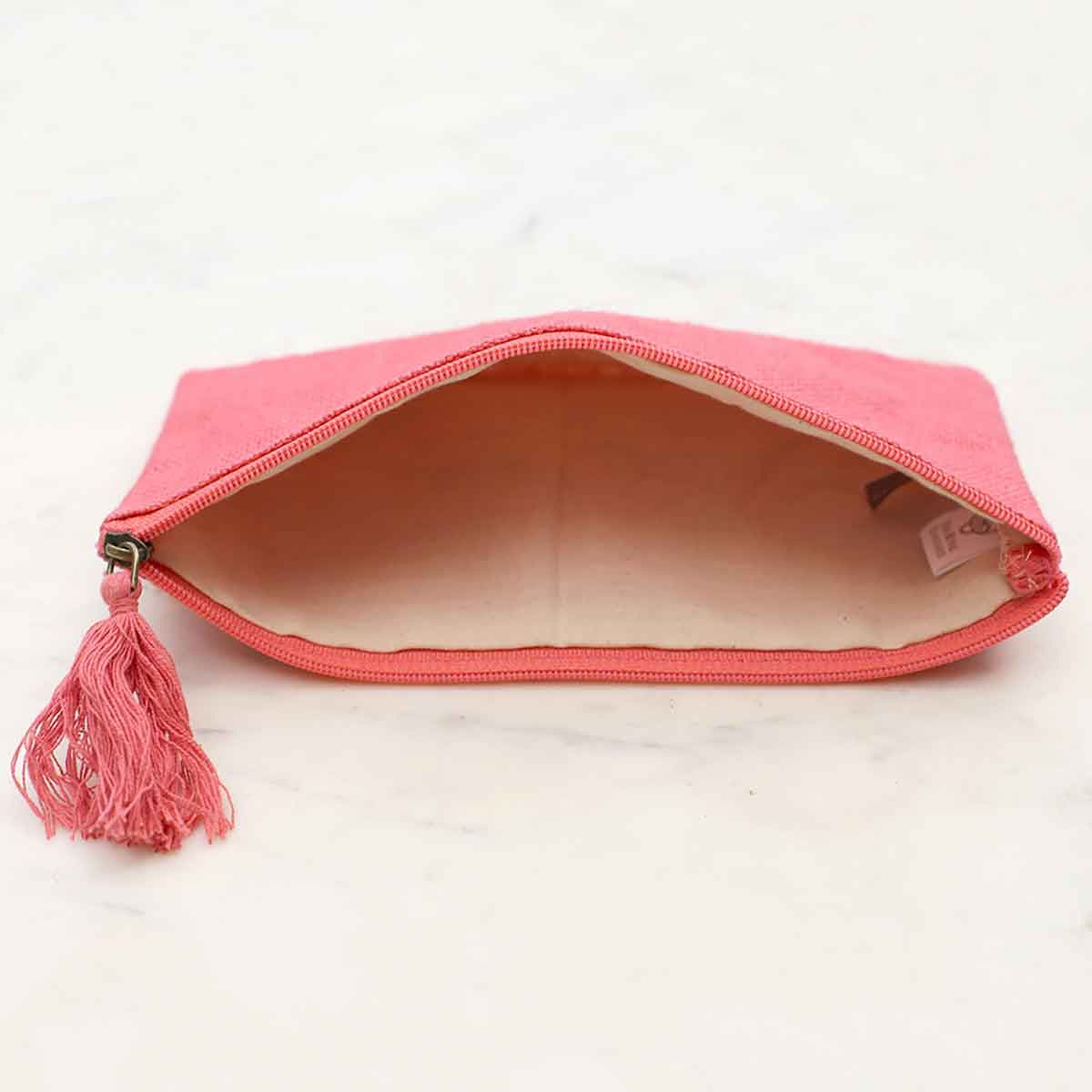 Jute Cosmetic Bag   Coral   10x6