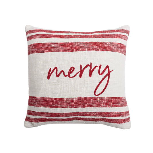 carol & frank - Christmas Morgan Merry Red Throw Pillow