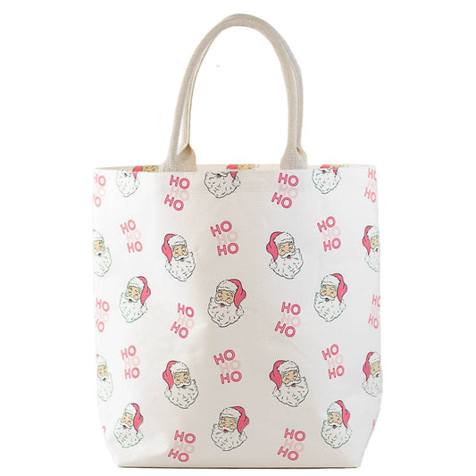 HoHoHo Santa Tote   White/Pink   20x17x6.5