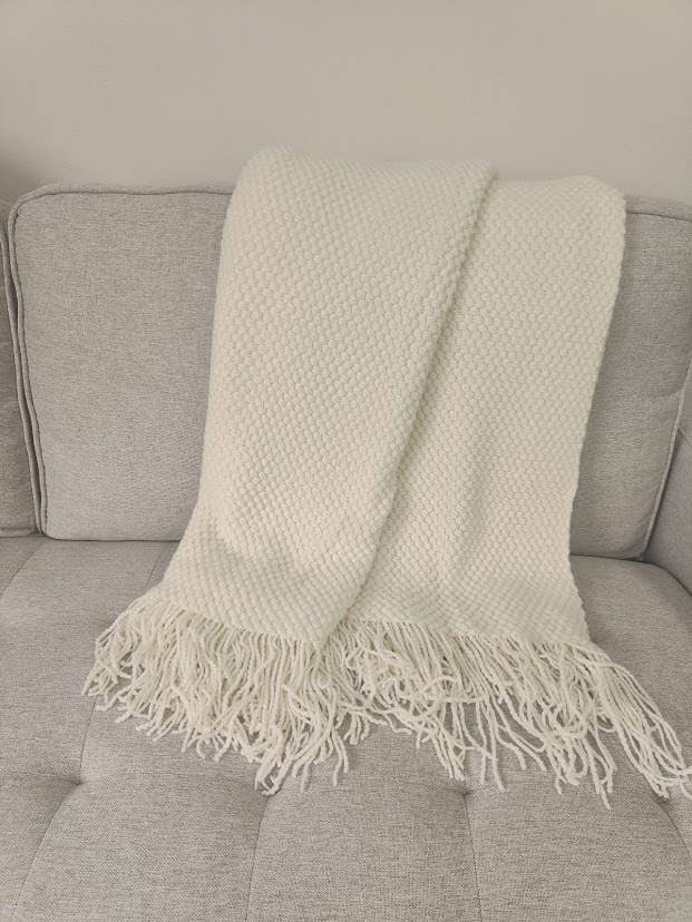 Knit Textured 50"x60" Throw Blanket with Fringe