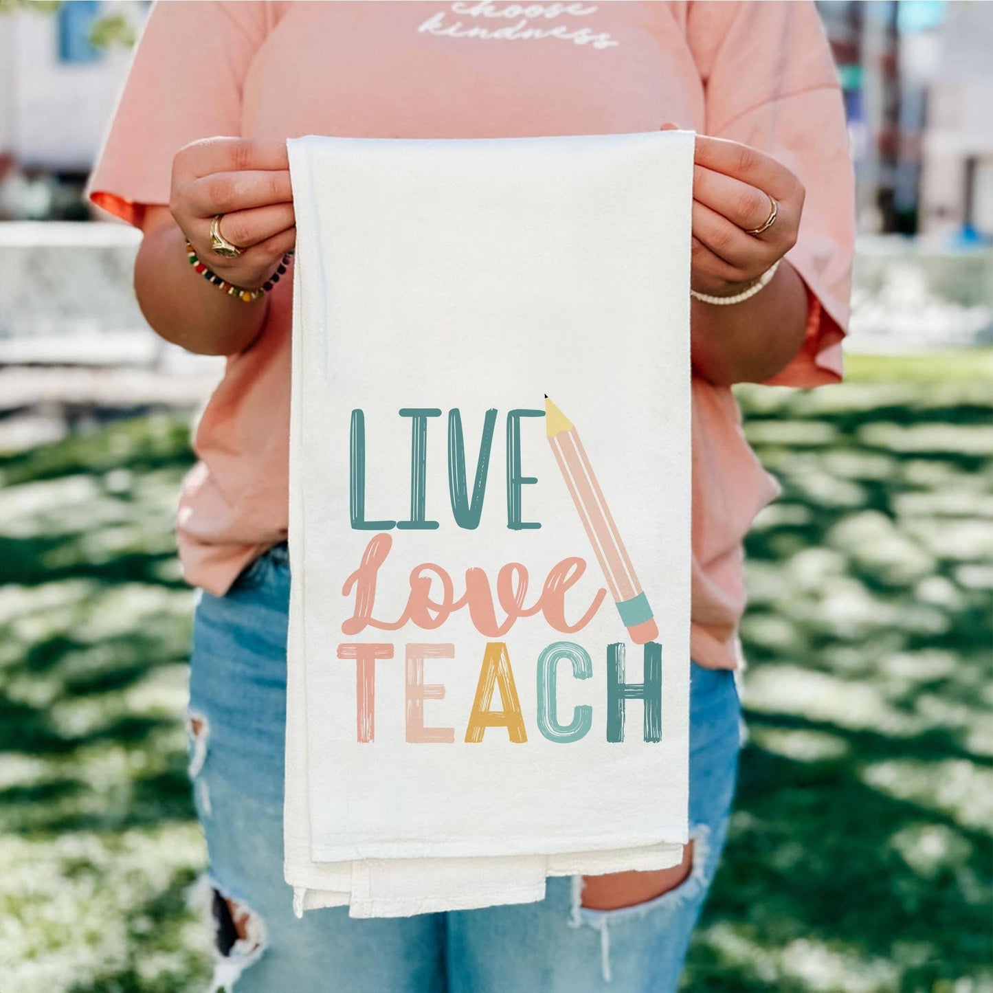 Clairmont & Co - Cotton Tea Towel, Live Love Teach, Teacher Gift, Decor
