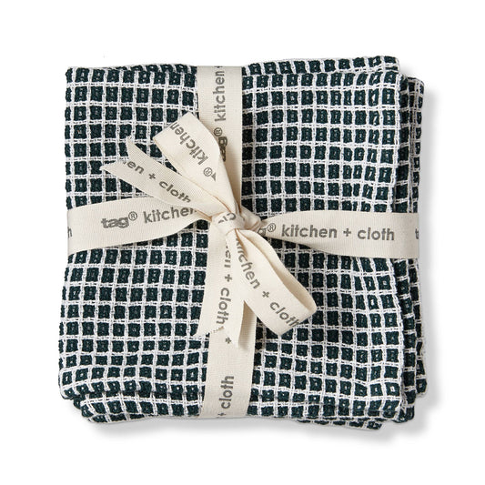 tag - Tag Textured Check Dishcloth Set of 2 - Dark Green