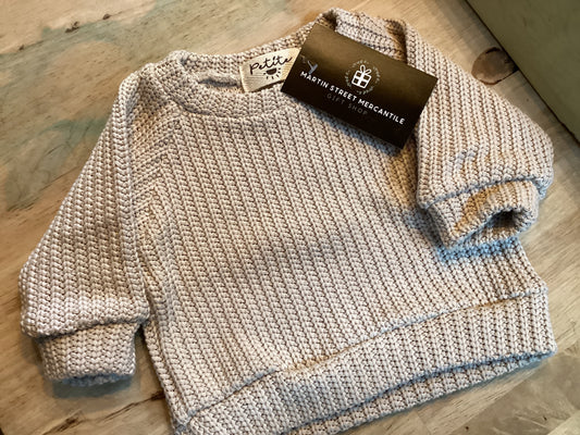 Petite Evelina/knit cotton sweater/almond