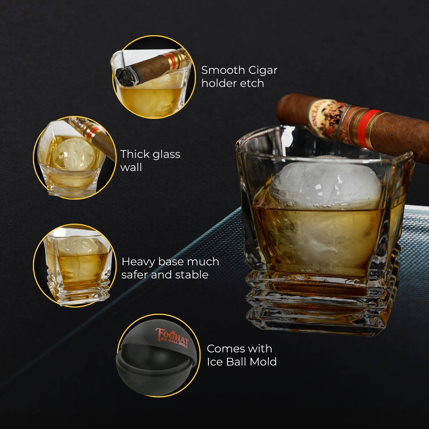 ThousandOaksBarrelCo. - Cigar Glass with Ice Ball Mold