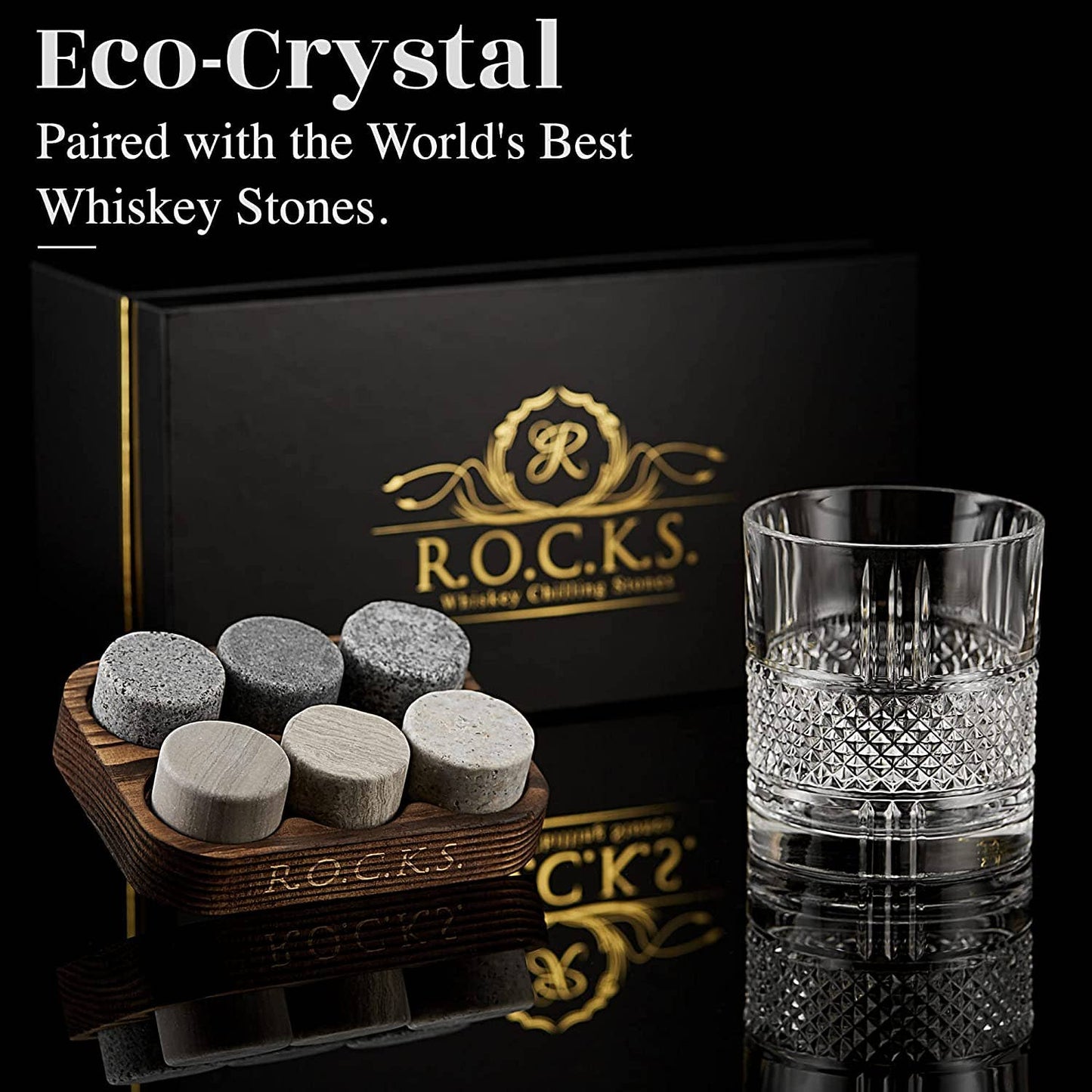 ROCKS Whiskey Chilling Stones - The Connoisseur's Set - Reserve Whiskey Glass Edition
