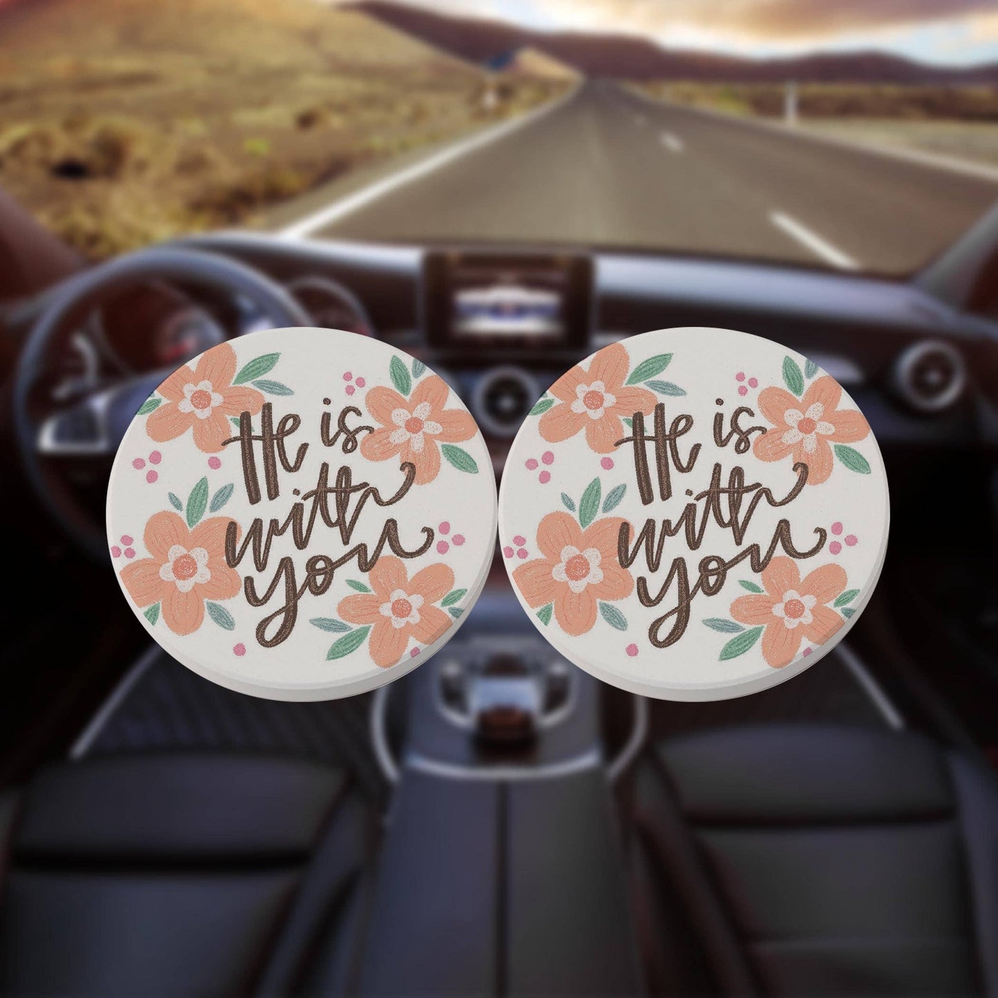 Clairmont & Co - Car Coaster 2-Pack Kalia Lane-He Is With You
