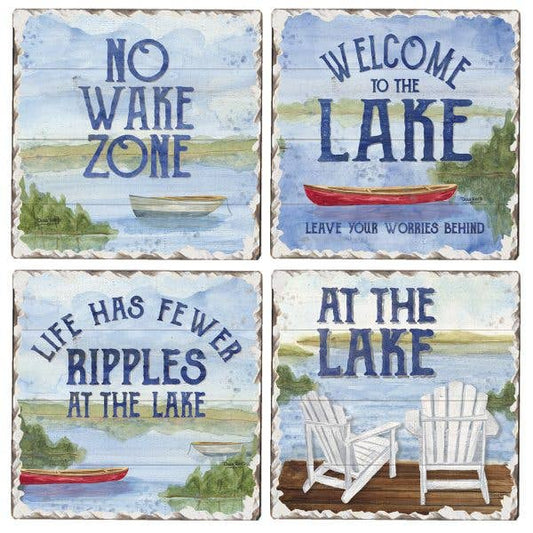 CounterArt/Highland Home/Thirstystone - At The Lake Assorted Image Tumbled Tile Coaster 4 Pack