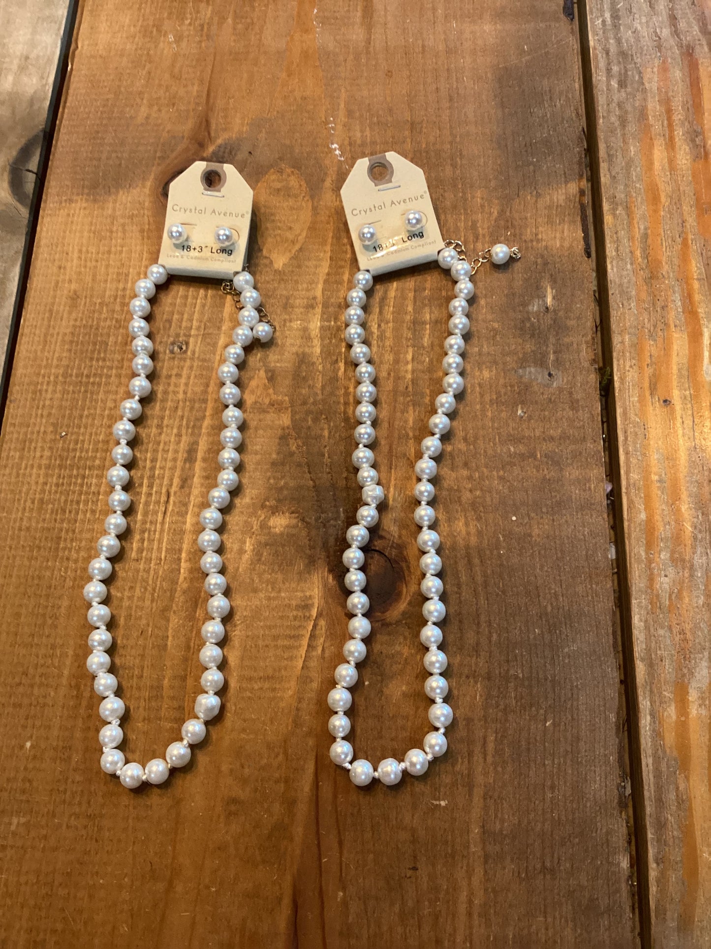 Crystal avenue Pearl necklace and earrings