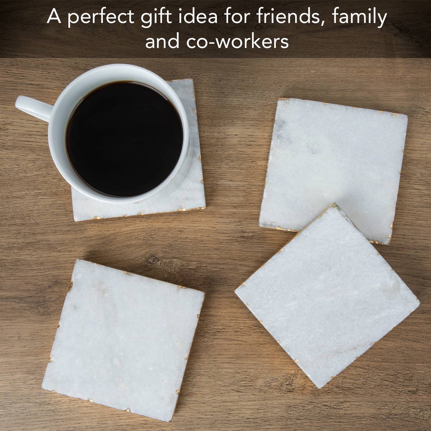 CounterArt/Highland Home/Thirstystone - Thirstystone Natural White Marble Coasters with Gold Edges