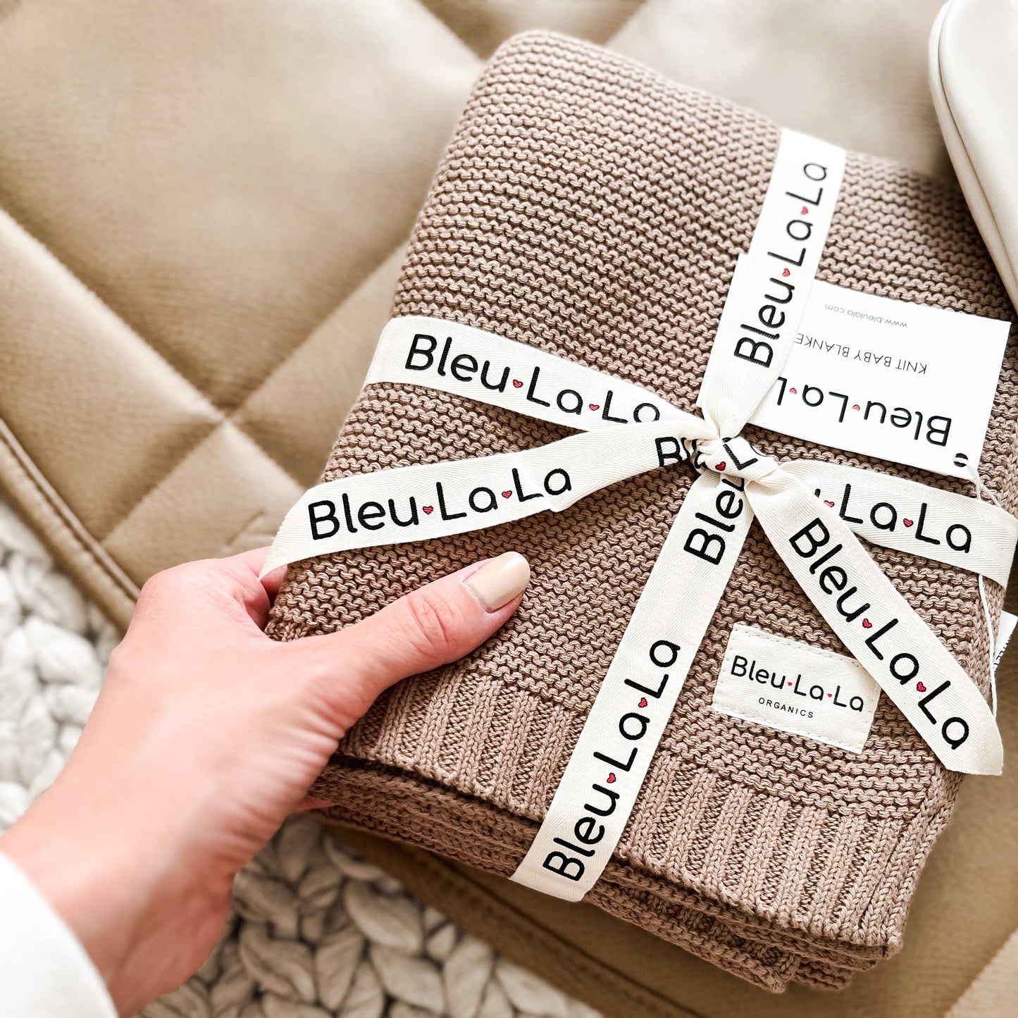 Bleu La La - 100% Organic Luxury Cotton Swaddle Receiving Baby Blanket
